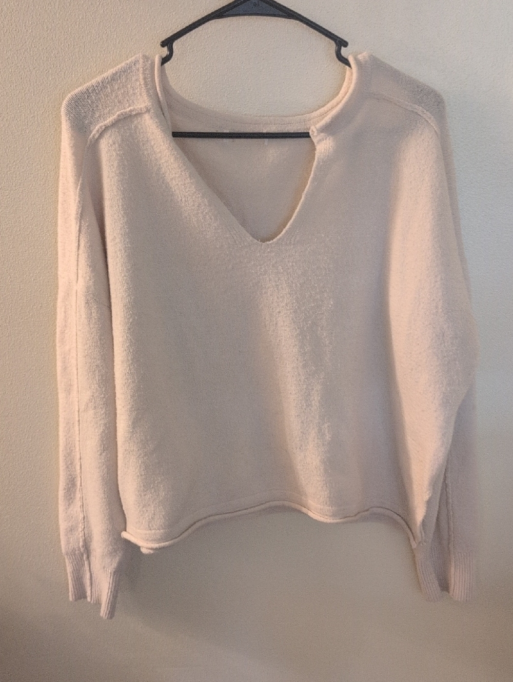 Cozy V-Neck Lightweight Knit Sweater - Cream